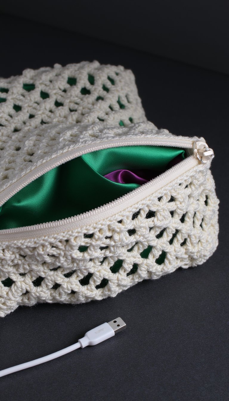7. The Filet Crochet Transparent Pouch
