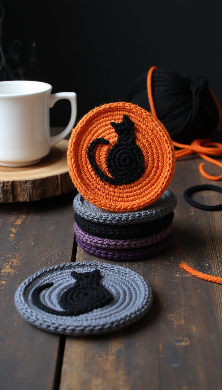 6. Elegant Black Cat Coasters