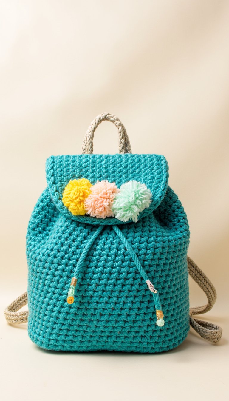4. Mini Backpack with Playful Pom-Poms