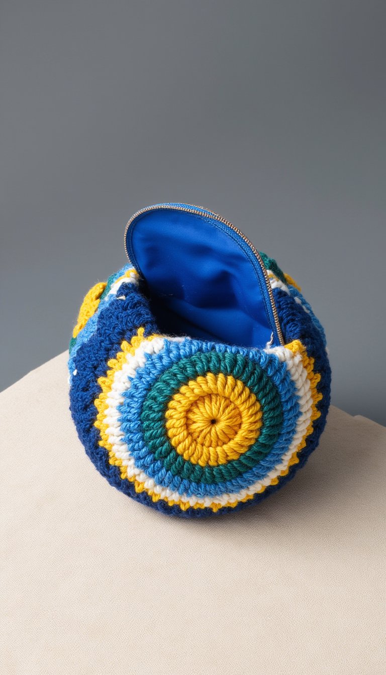 12. The Sunburst Motif Circle Pouch