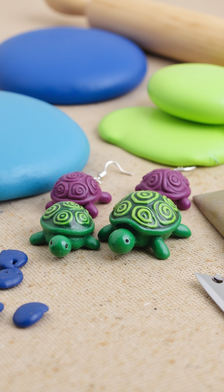 4. Polymer Clay Turtle Earrings