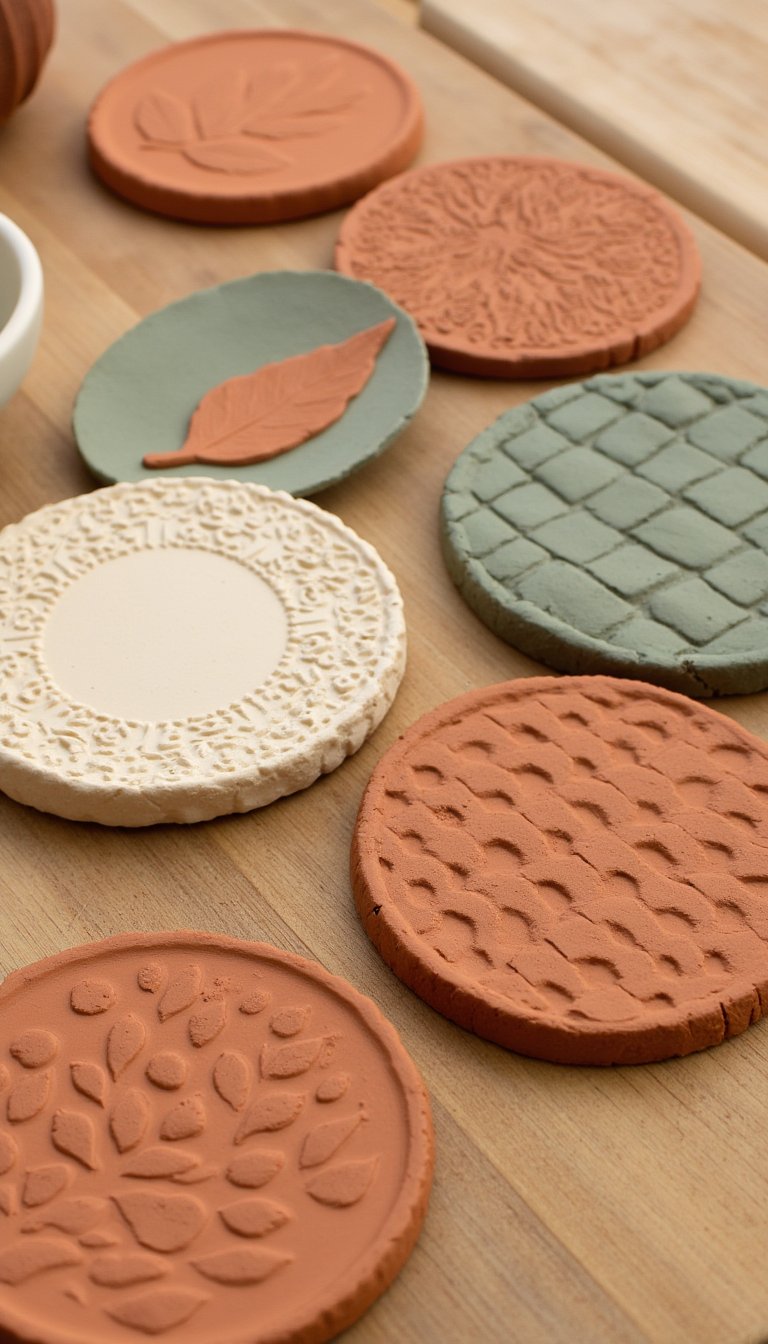 2. Textured Clay Coasters