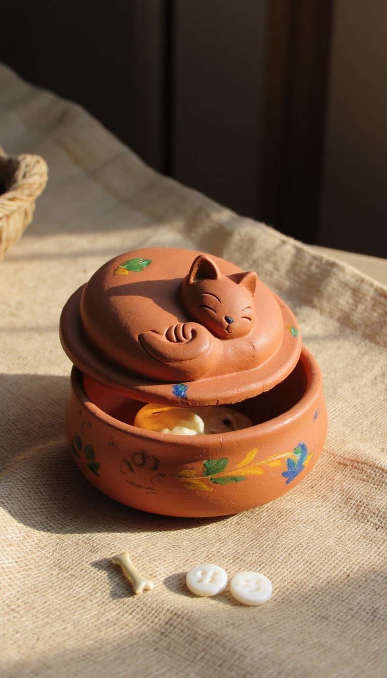 13. Hidden Treasure Clay Cat Trinket Boxes