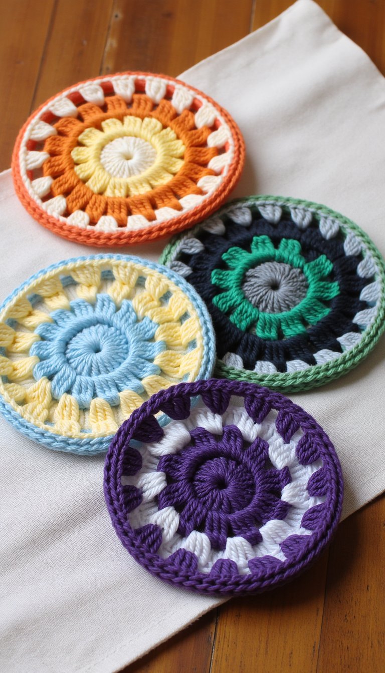 1. Classic Granny Square Coasters