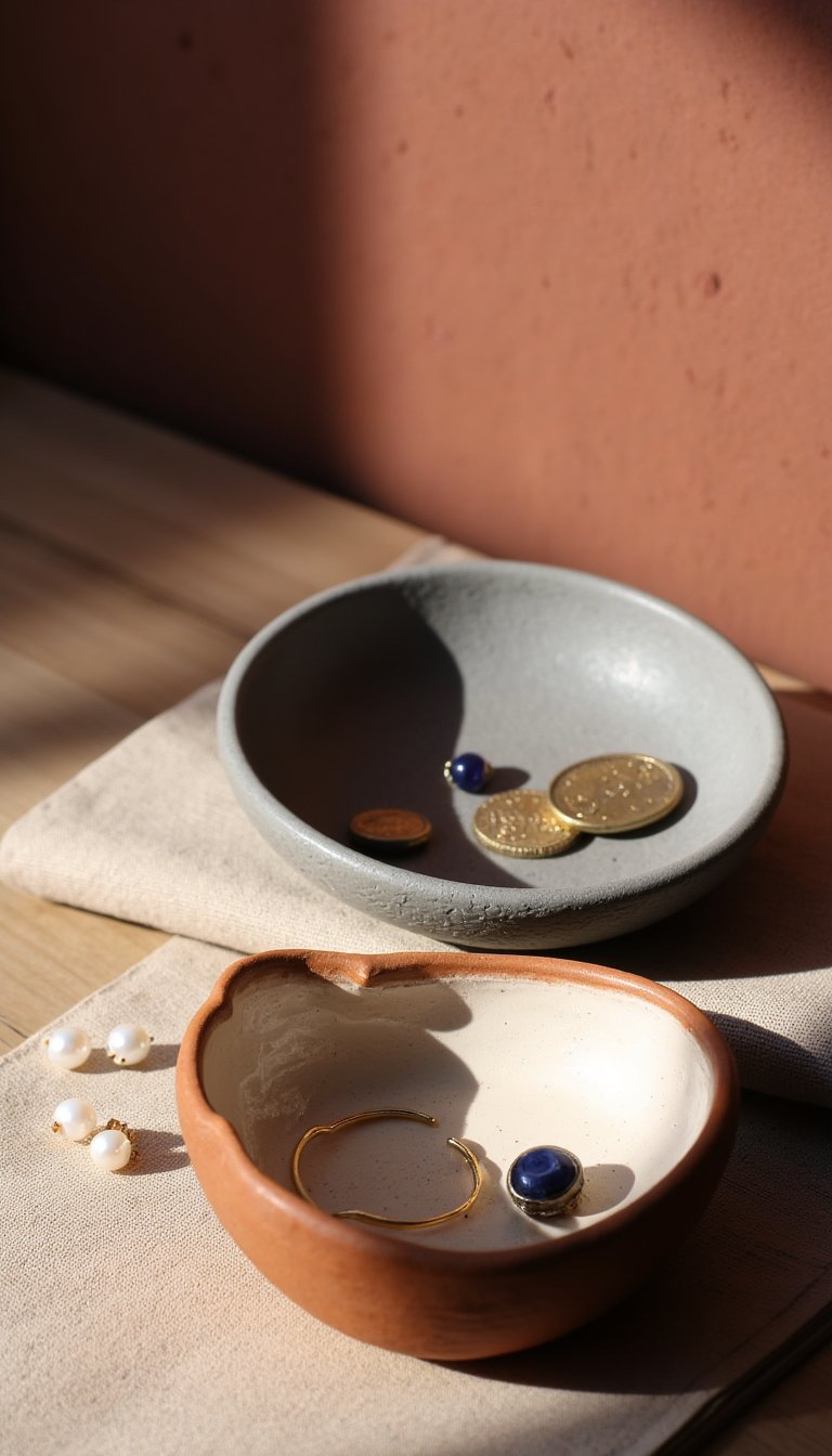 11. Elegant Clay Trinket Dishes