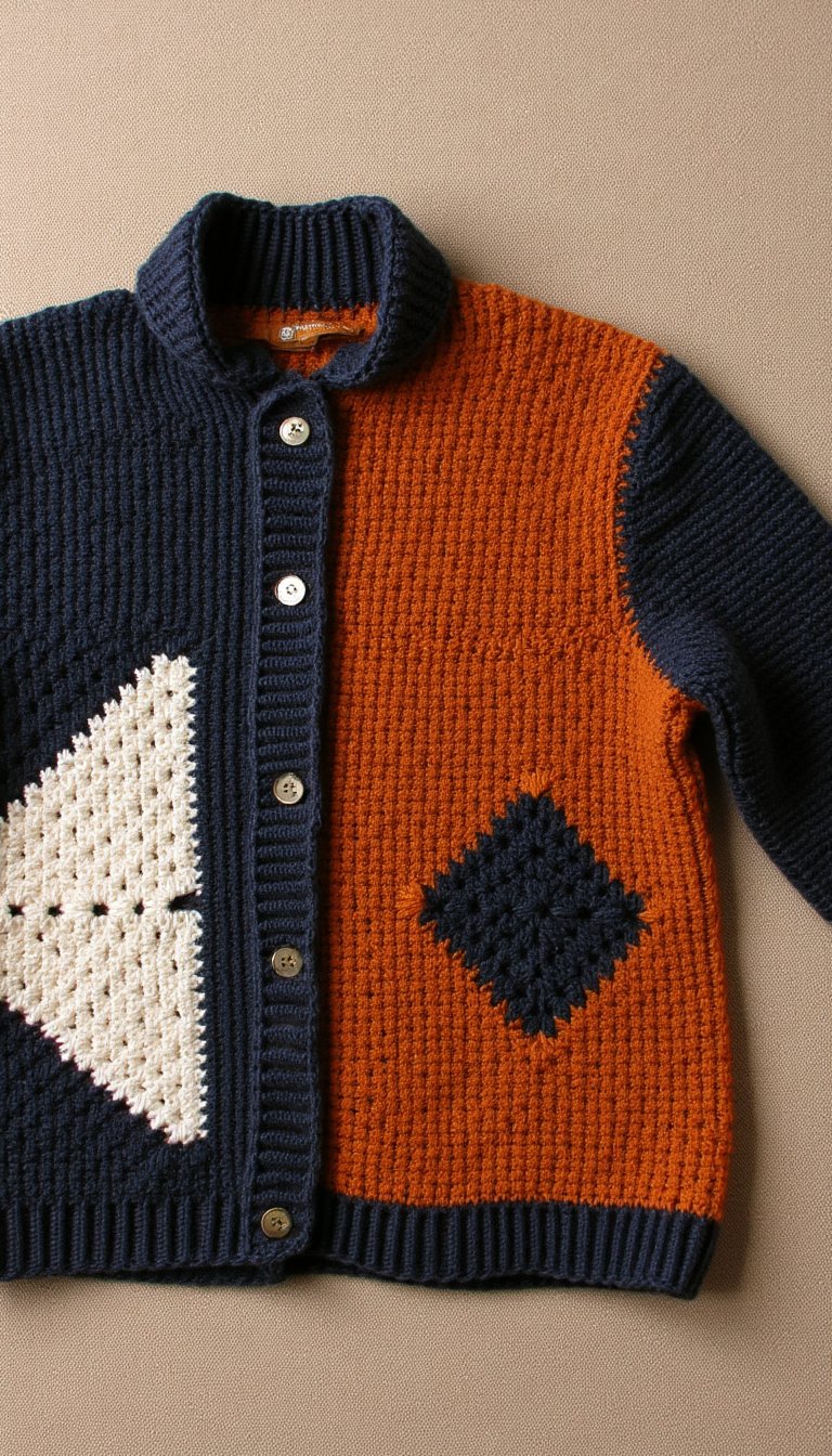 6. Modern Geometric Panel Cardigan