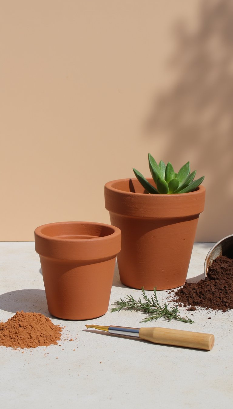 7. Coordinating Clay Plant Pots