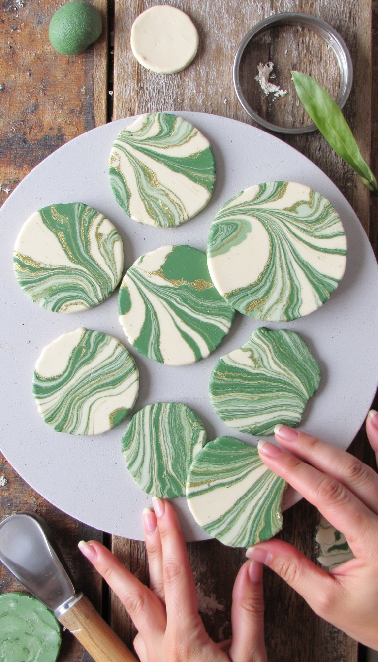 9. Marbled Clay Coasters