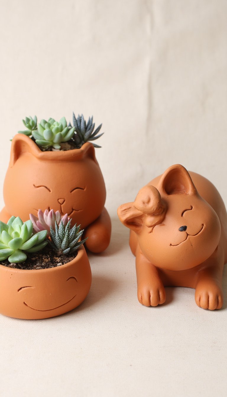 4. Personality-Filled Animal Planters