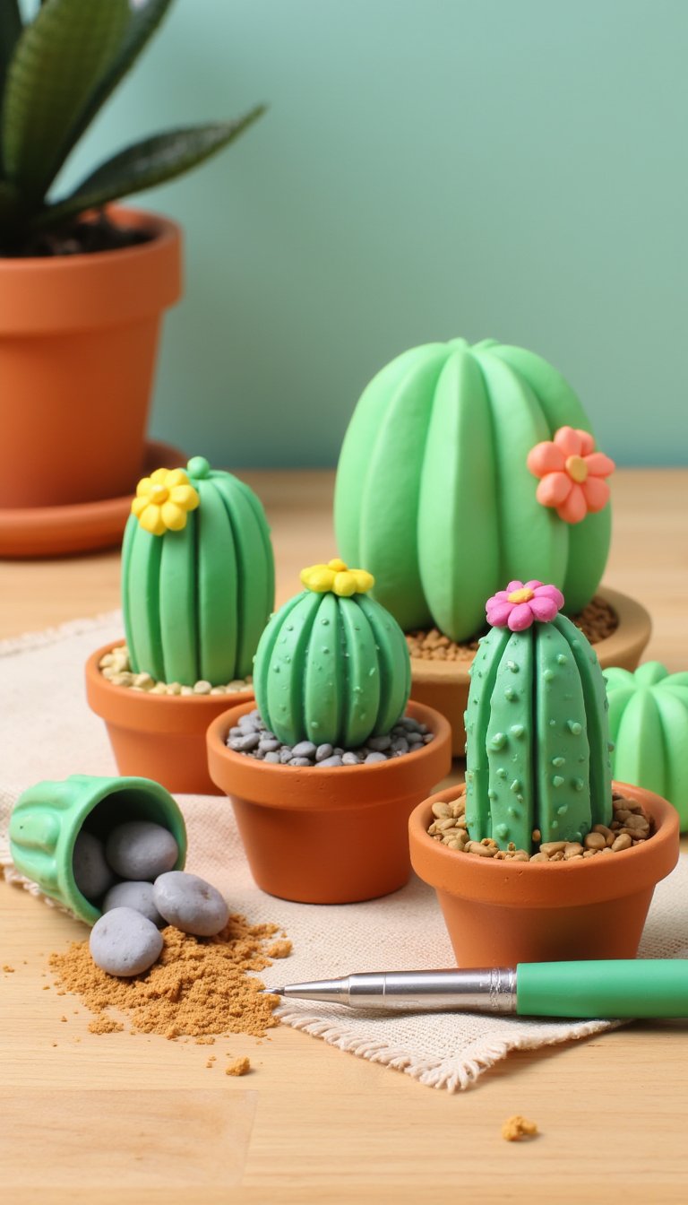 7. Playful Cactus Sculptures (That Never Need Water)