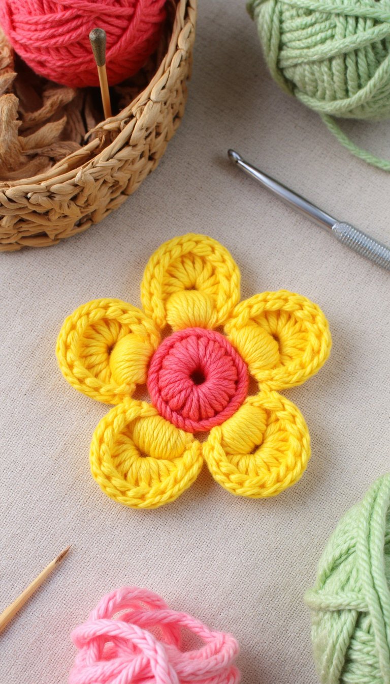 8. A Cheerful Crochet Flower