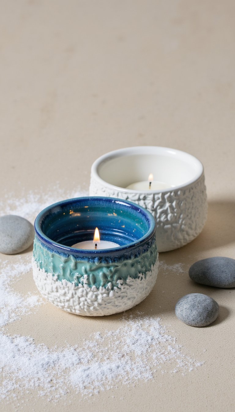 11. DIY Sea-Sponge Stamped Tea Lights