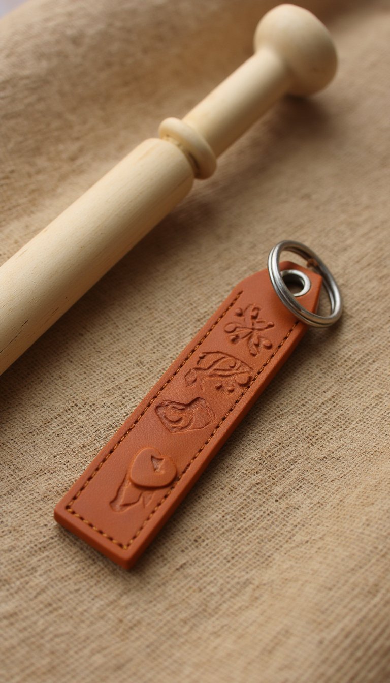 14. Embossed Leather-Look Key Fob
