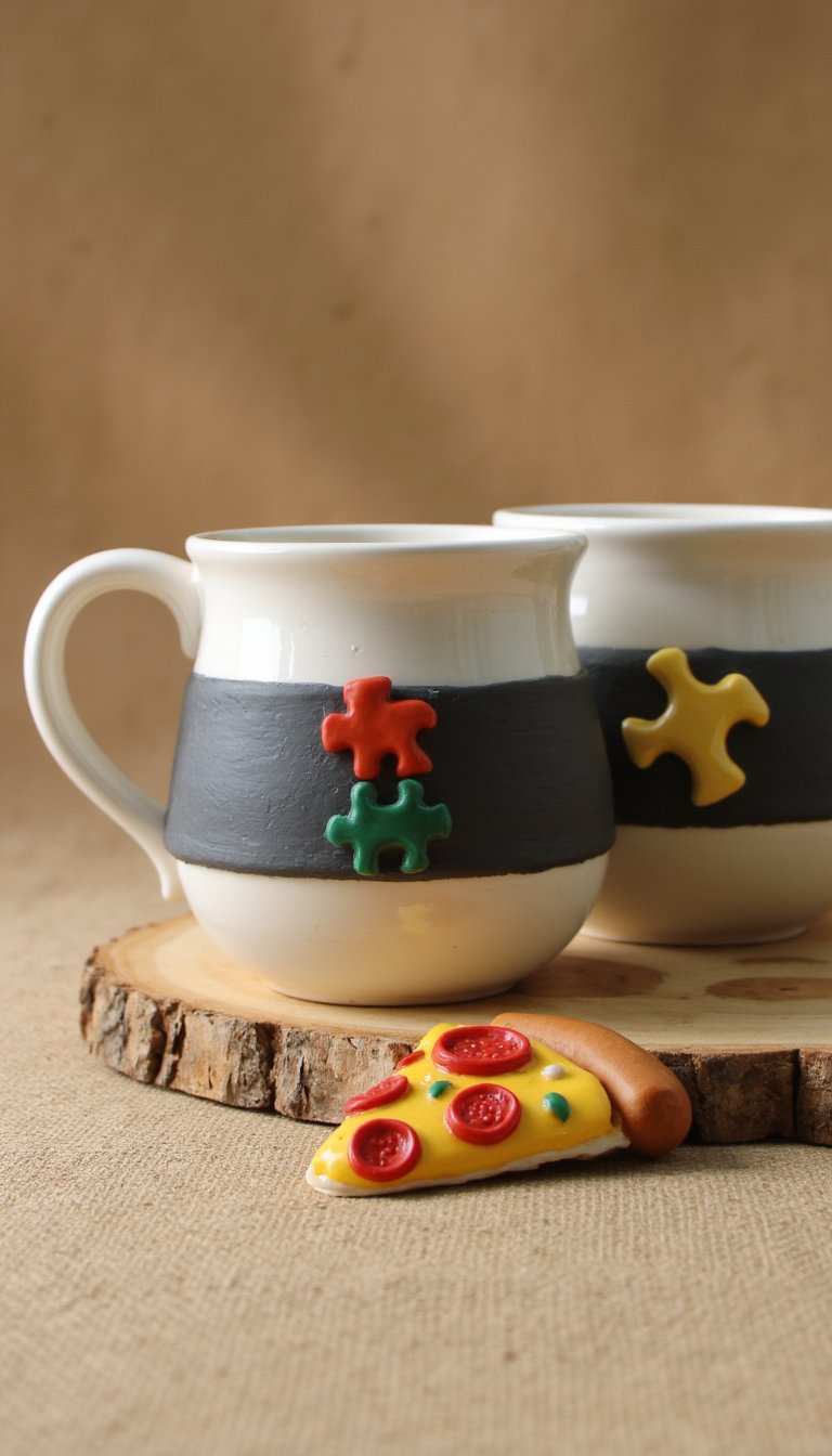 2. Custom “His & Her” Mugs with Hand-Pressed Handles
