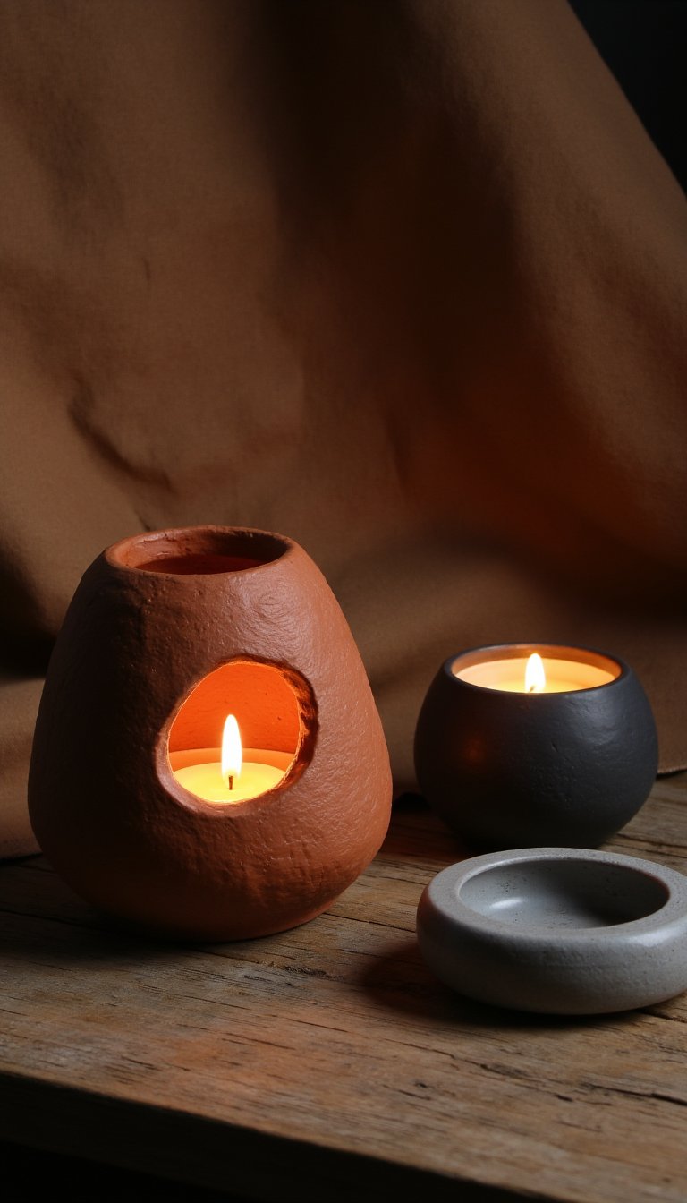 5. Organic Modern Clay Candle Holders