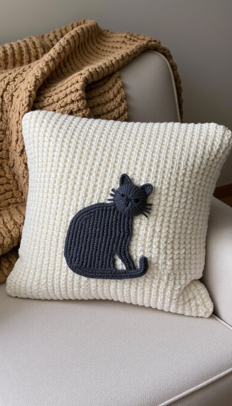 3. Cozy Cat Pillow Cover