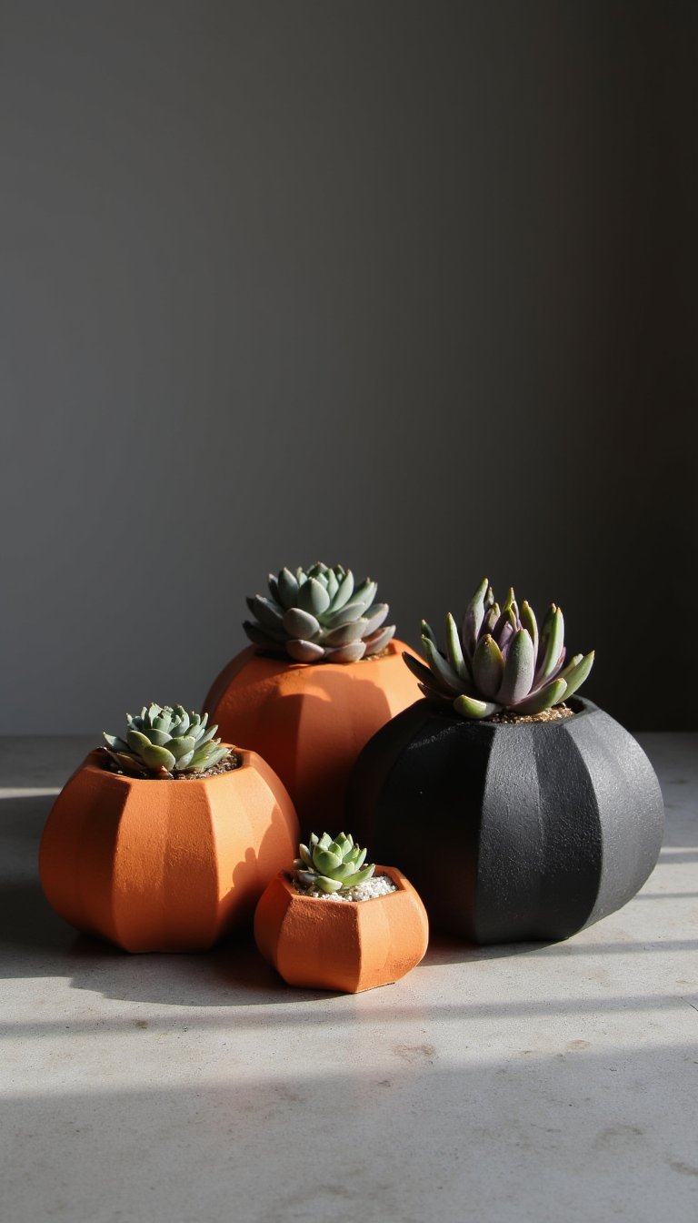8. Functional Pumpkin Planters for Succulents
