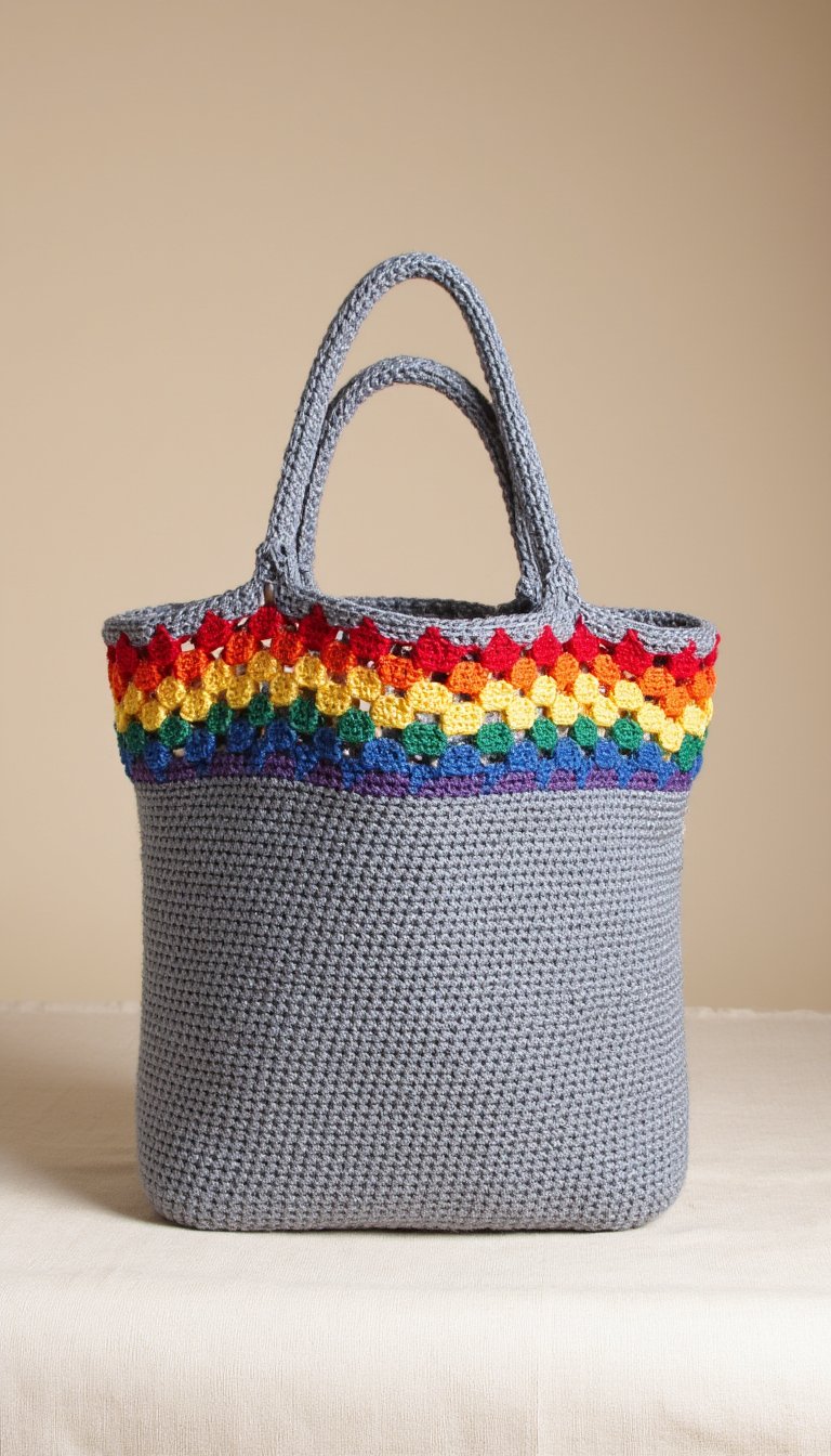 6. A Cheerful Rainbow Market Tote
