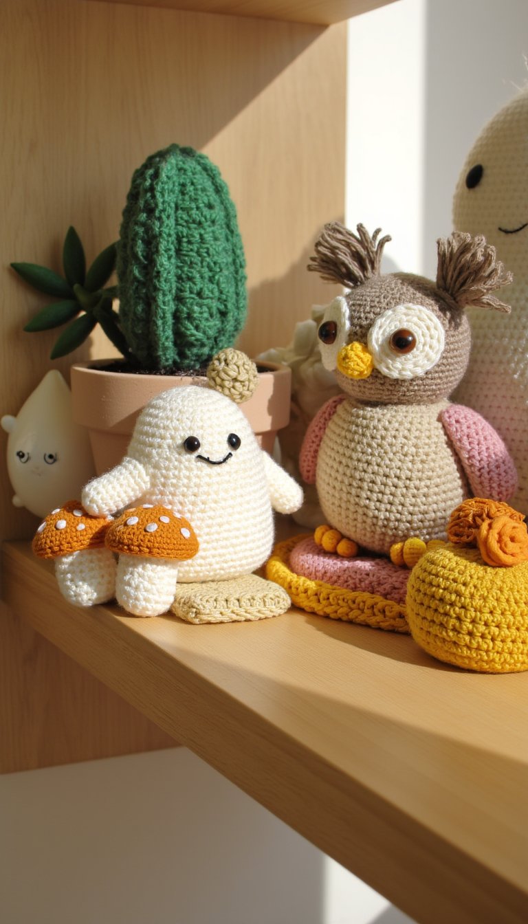 5. Adorable Amigurumi Critters on a Shelf
