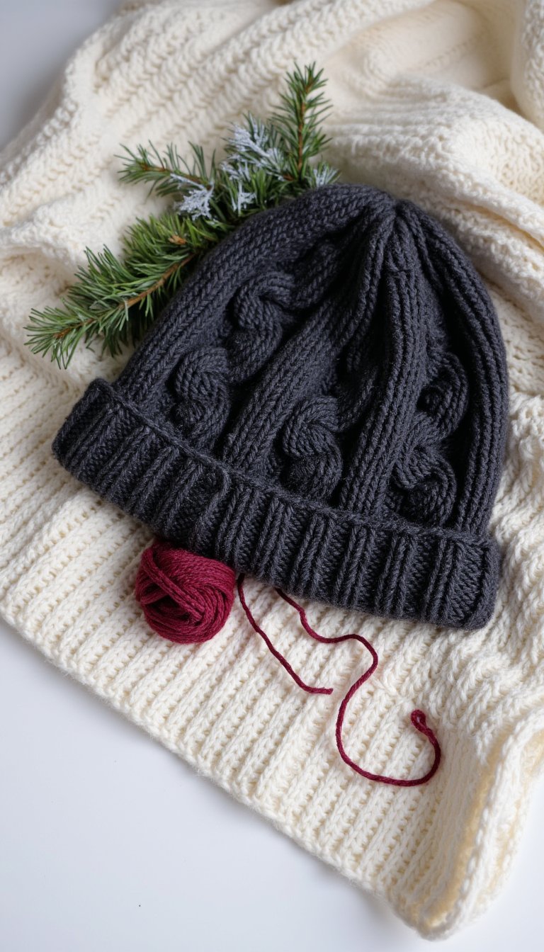 9. Cabled Beanie for Frosty Mornings