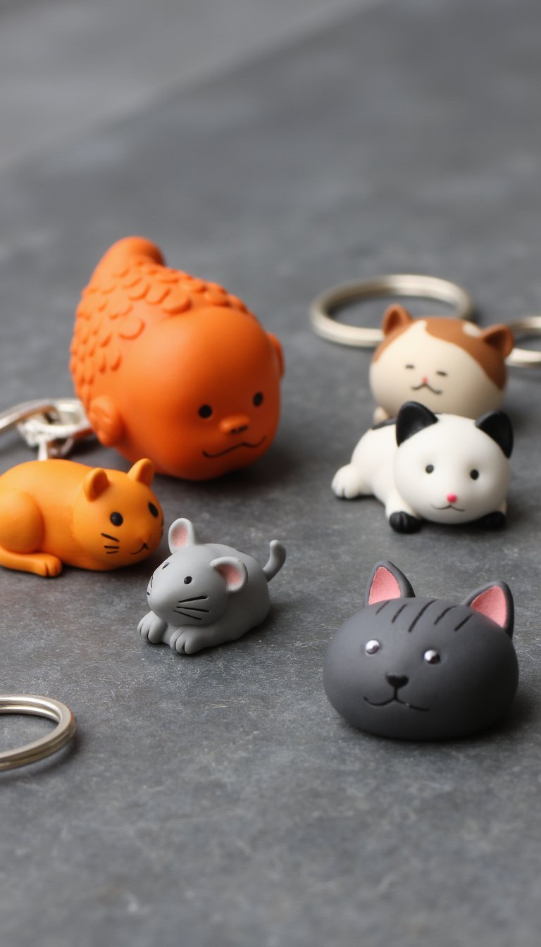 9. Durable Clay Cat Keychains