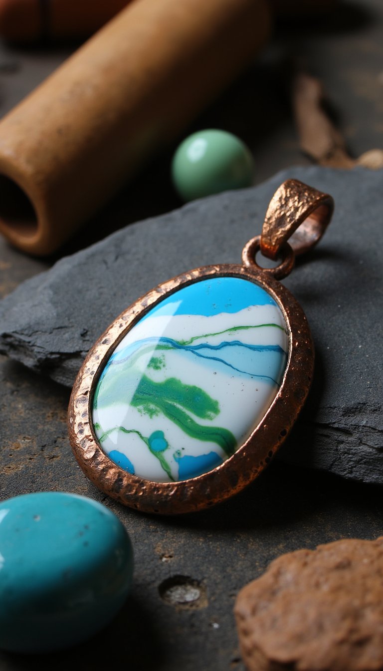6. Faux Turquoise & Copper Pendants