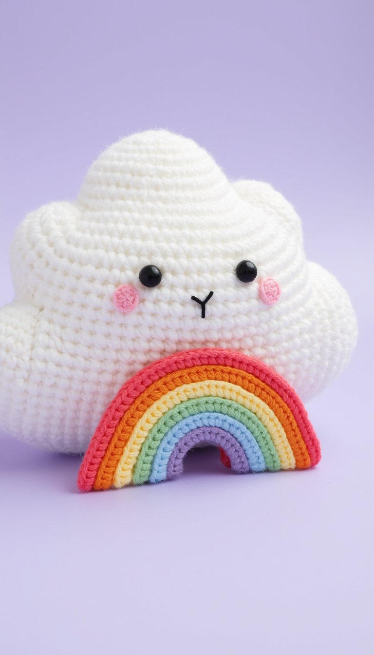11. A Kawaii-Style Cloud with a Rainbow