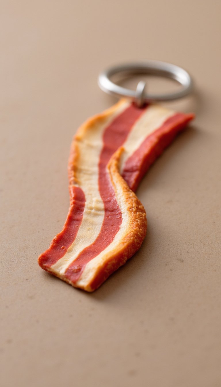 5. Bacon Strip Keychain That Looks Too Real