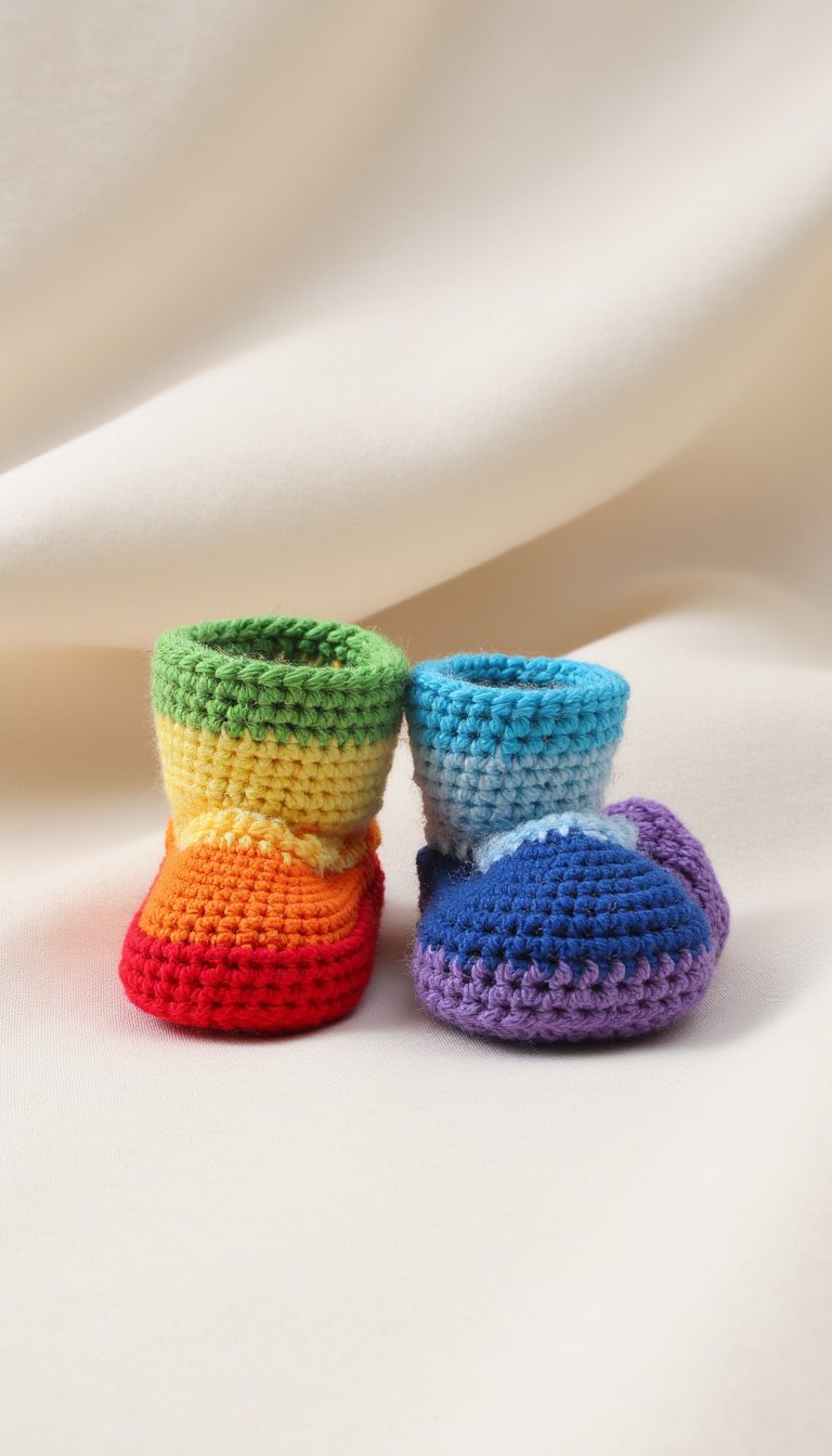 16. Rainbow-Style Baby Booties