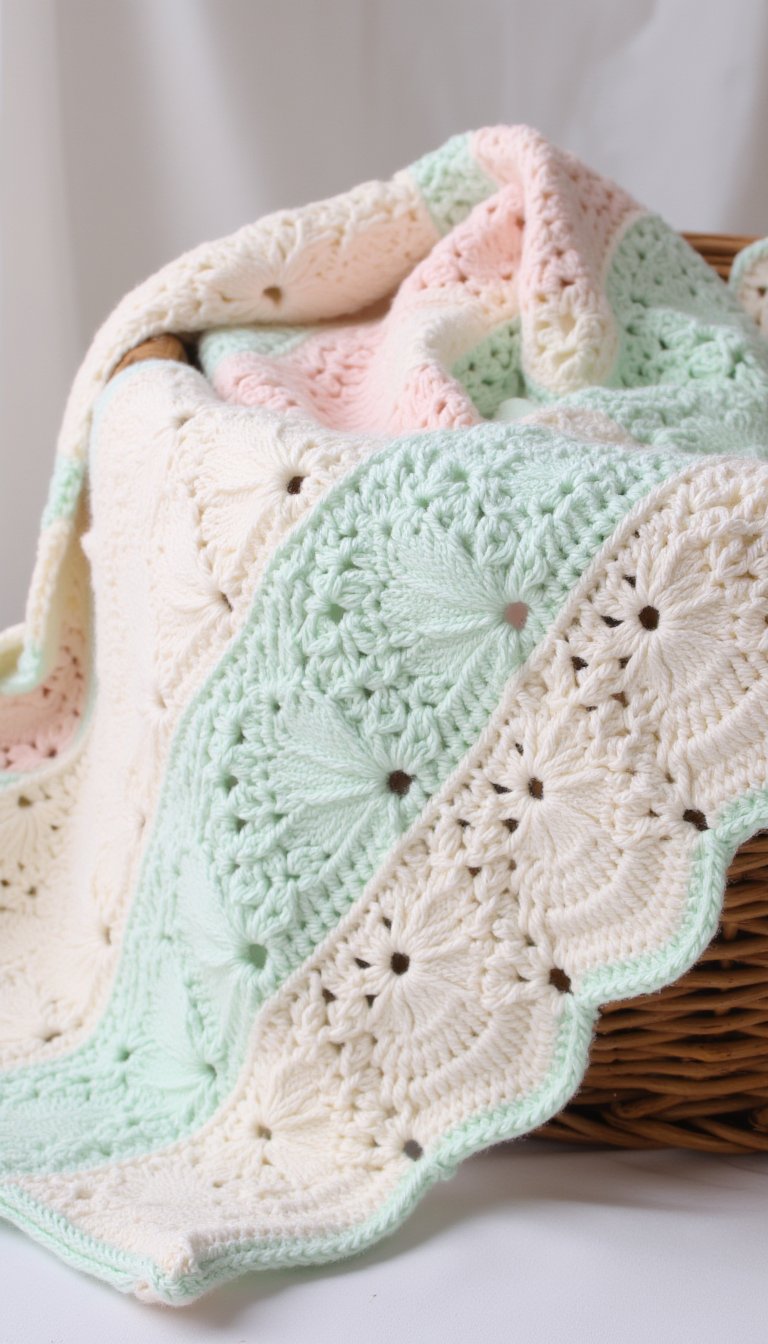 4. Elegant Shell Stitch Blanket
