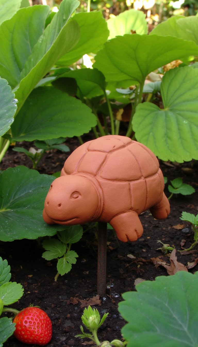 6. Weather-Resistant Clay Turtle Garden Stake