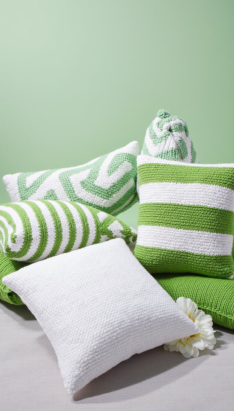 18. Preppy Green & White Pillow Covers