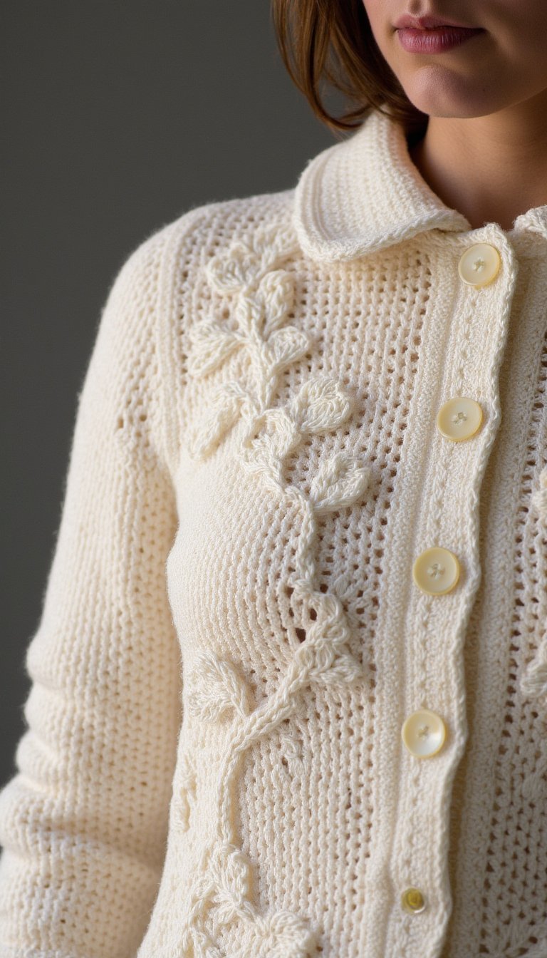 11. Elegant Filet Crochet Cardigan