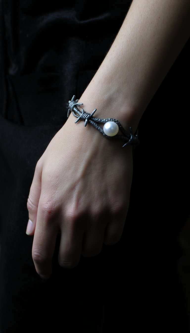 12. Barbed Wire & Pearl Bracelet