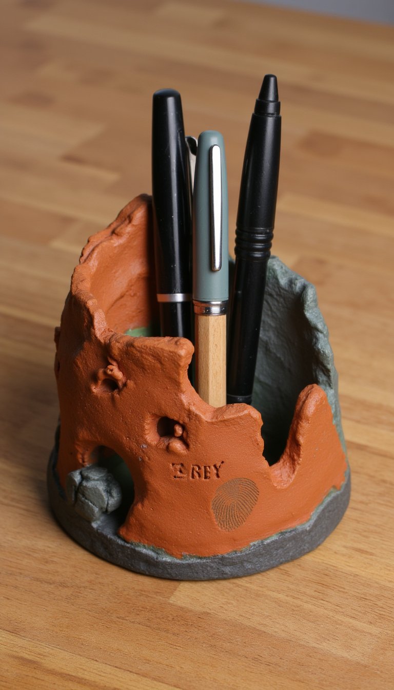 16. Custom Clay Pen Holder for His Desk
