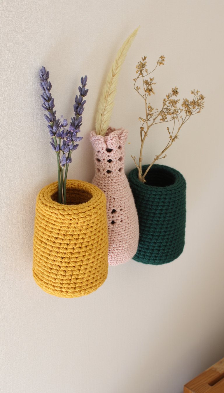 12. Miniature Wall-Mounted "Yarn Vases"