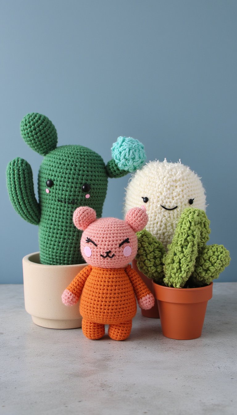 6. Amigurumi Plant Pals with Sassy Faces