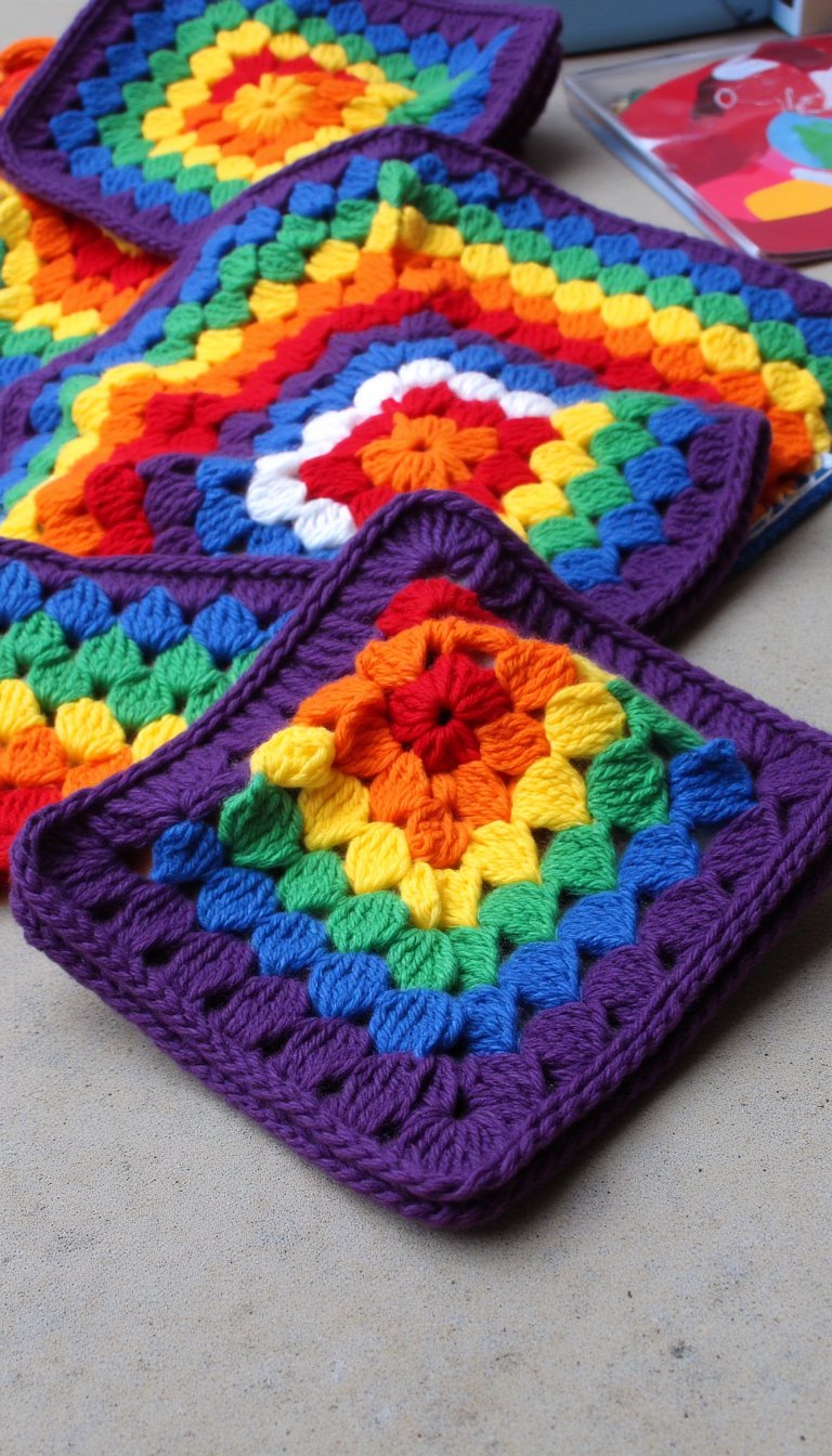1. The Ultimate Rainbow Granny Square Blanket