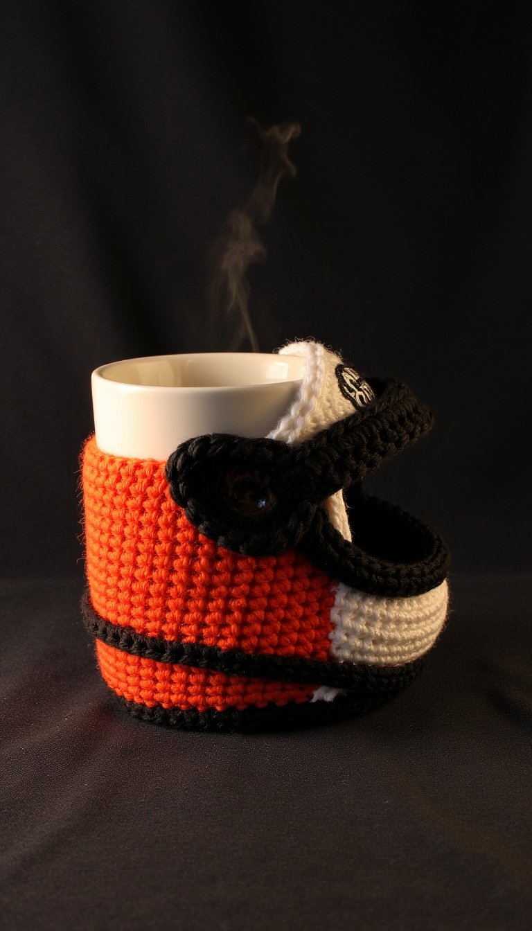 2. A Driver’s Helmet Cozy (For Your Coffee Mug)