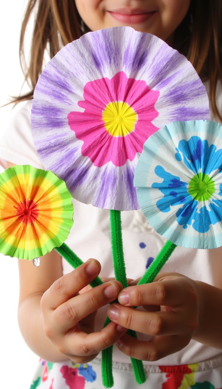 7. Coffee Filter "Stained Glass" Flowers