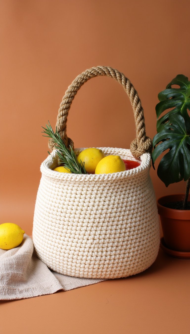 12. Chunky Rope-Handled Basket Bag