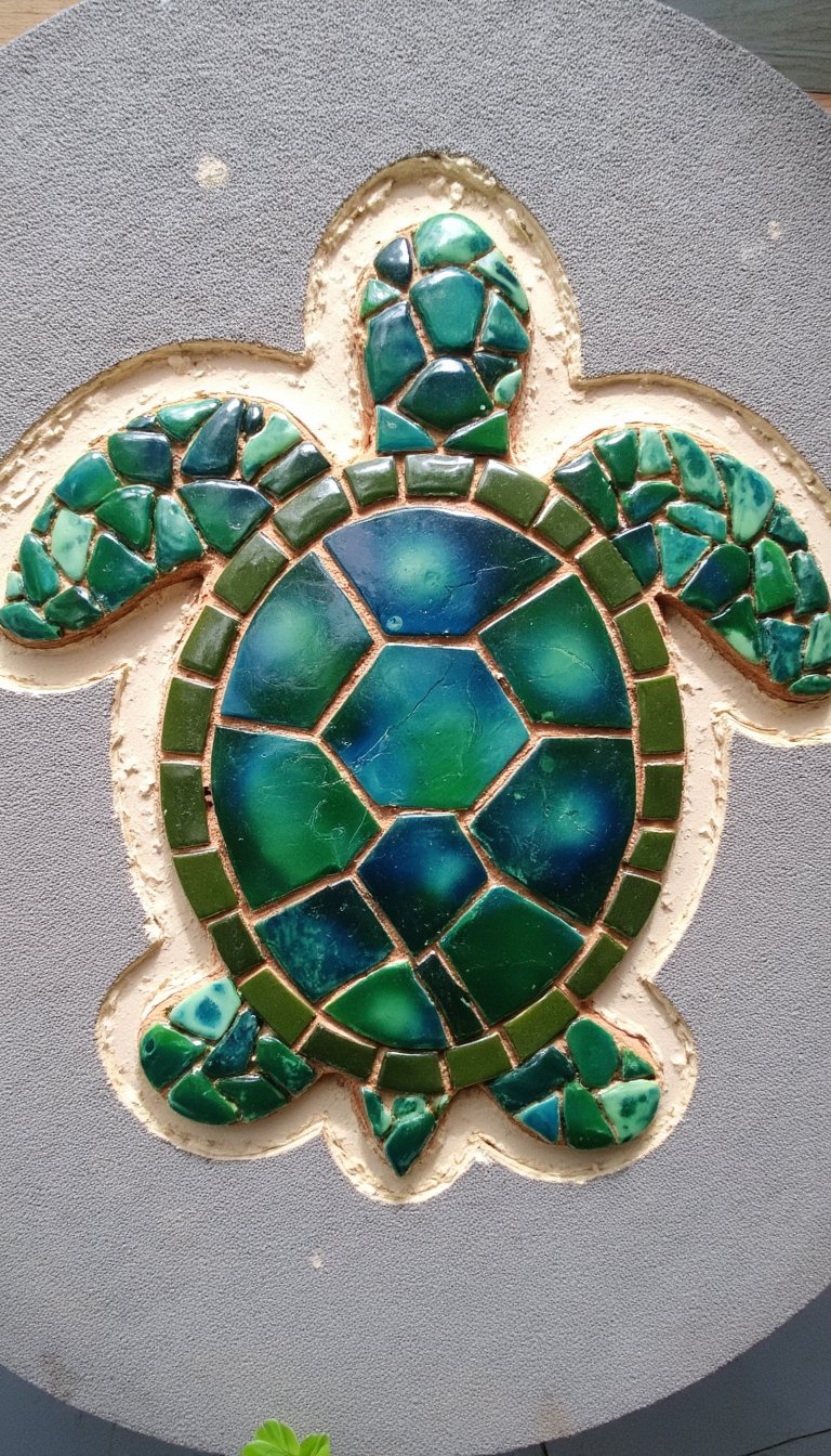 13. Turtle Mosaic with Handmade Clay Tiles