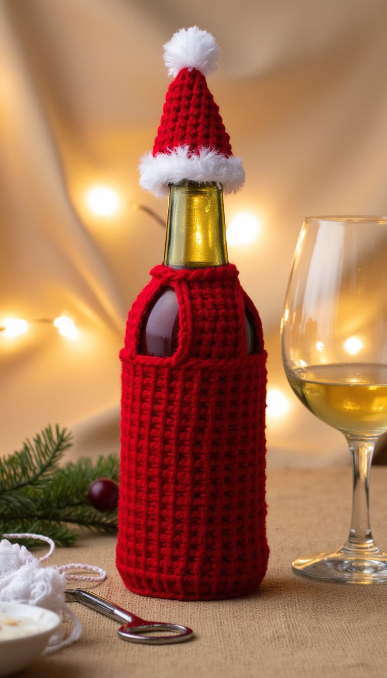 4. Bottle Cozy with a Mini Hat