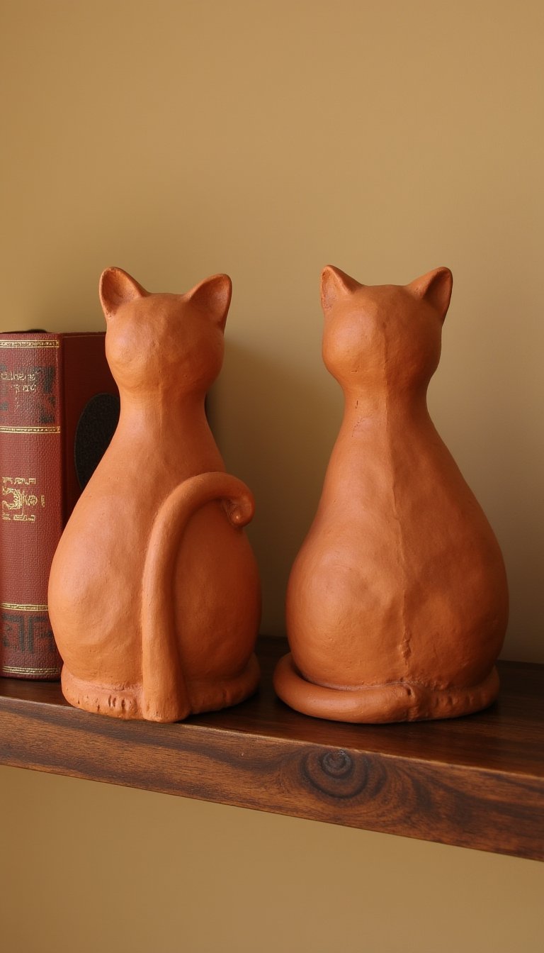 3. Sturdy Clay Cat Bookends