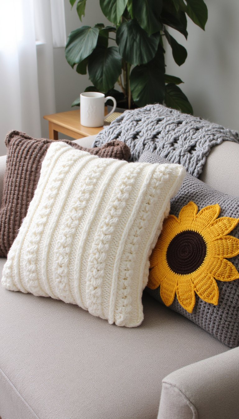 3. Crochet "Faux Knit" Throw Pillow Covers