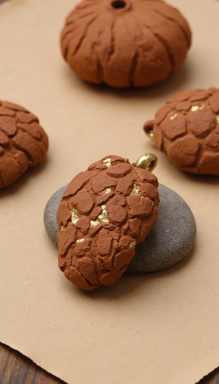 27. Textured & Gilded Clay Pendants