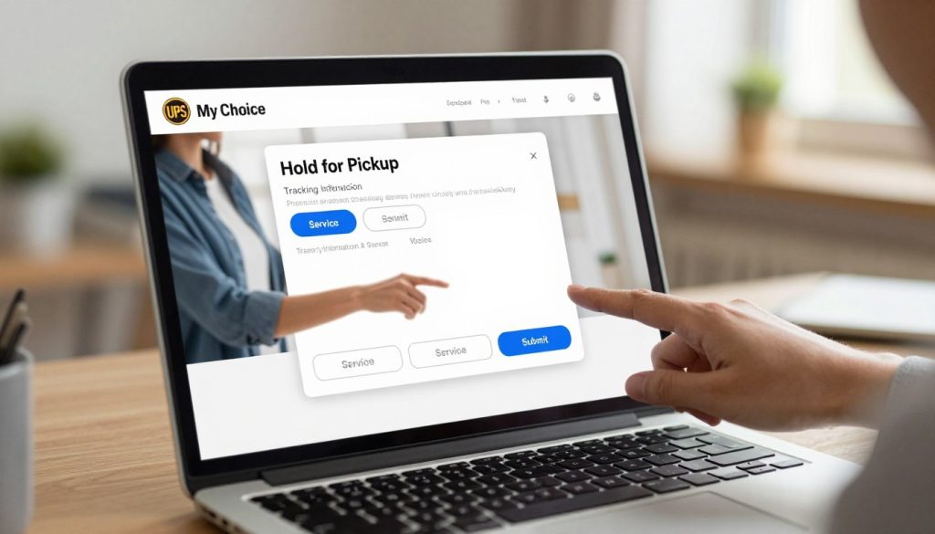 UPS My Choice dashboard for requesting Hold for Pickup service