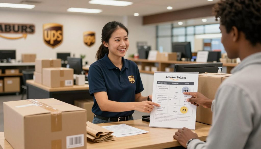 UPS Store Amazon return process fee policy