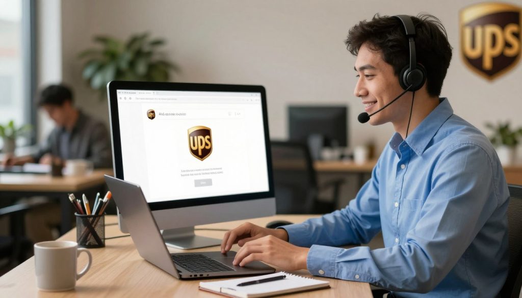 UPS customer service representative helping with chat support