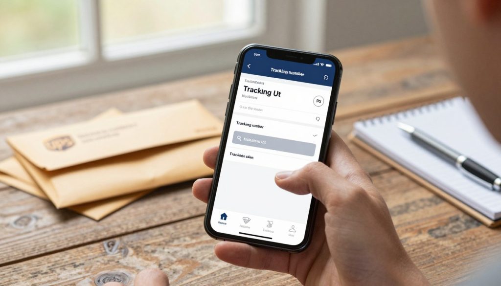 UPS envelope tracking number lookup on smartphone